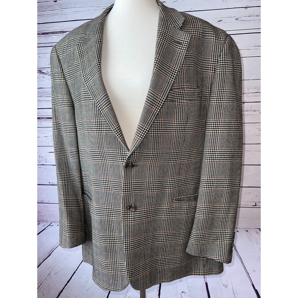 Ralph Lauren‎ Blazer Suit Jacket 46 Sport Coat 46R 100% Lambswool Plaid Lined